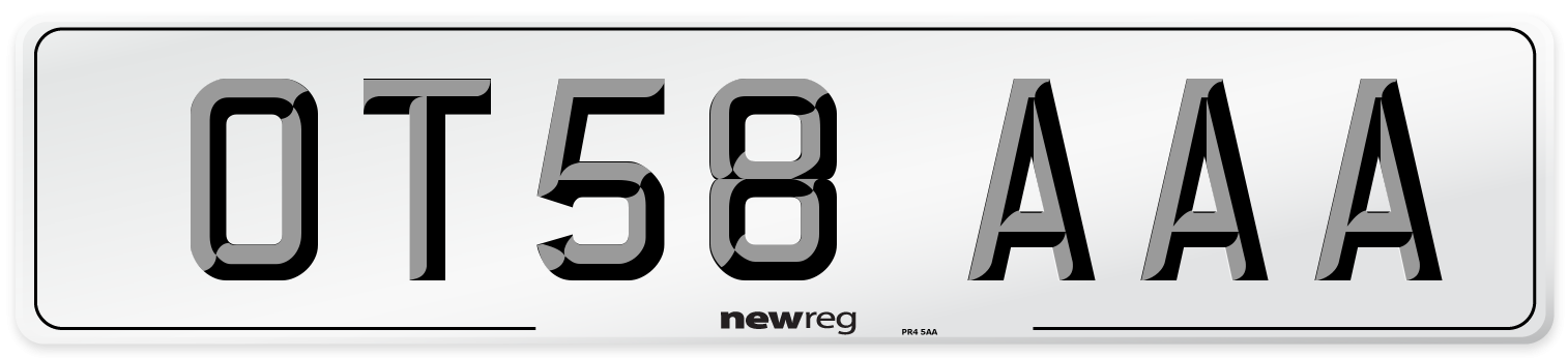 OT58 AAA Number Plate from New Reg